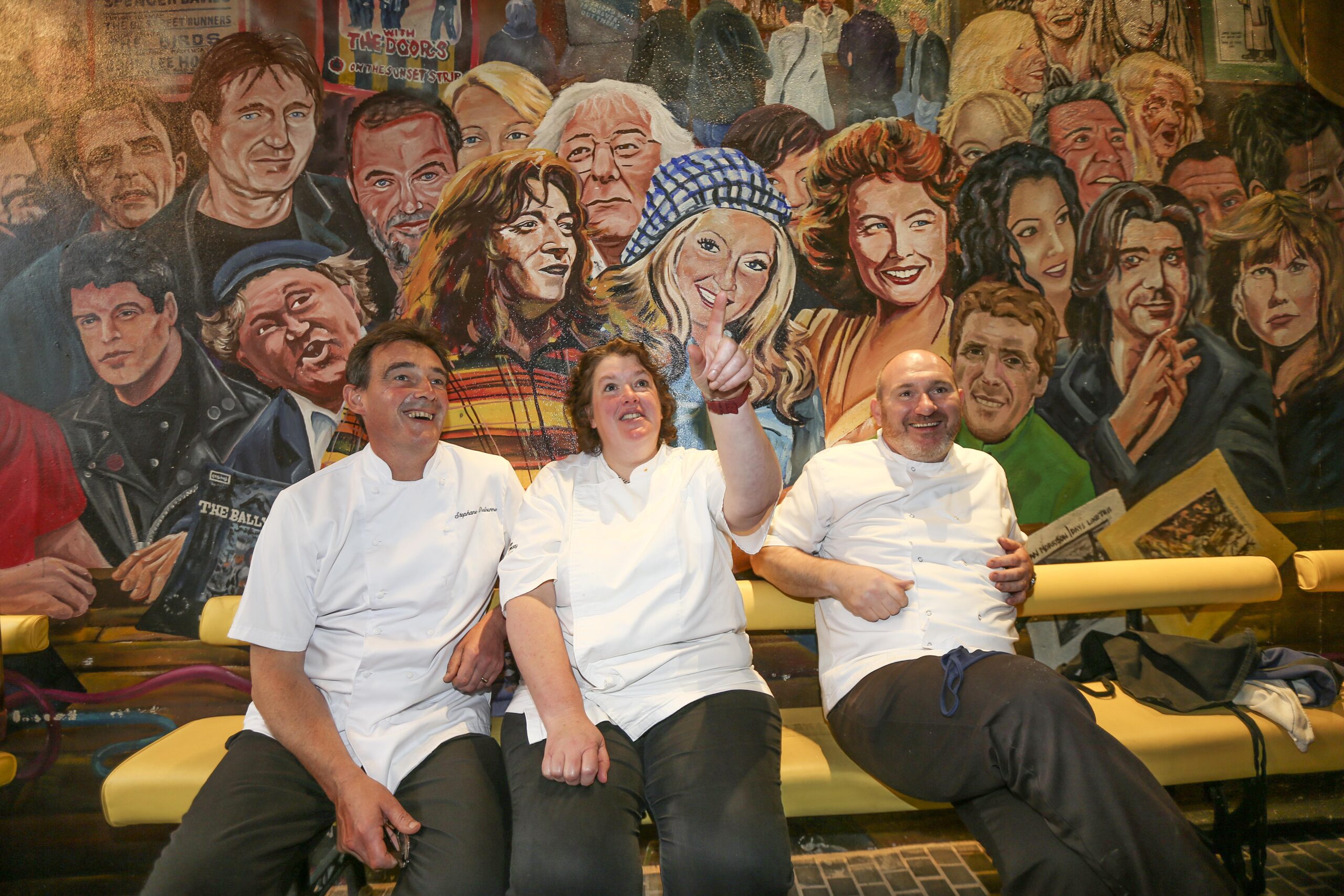 Stephane Delourme, Group HeadChef At Rick Stein's with chef Paula McIntyre and Niall McKenna at the Irish News IN Person event sponsored by Worldwide Financial Planning